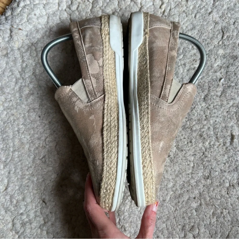 Umberto Raffini: Contemporary Slip On Metallic Gold Leather Espadrille Sneakers
